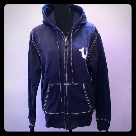 true religion navy blue hoodie